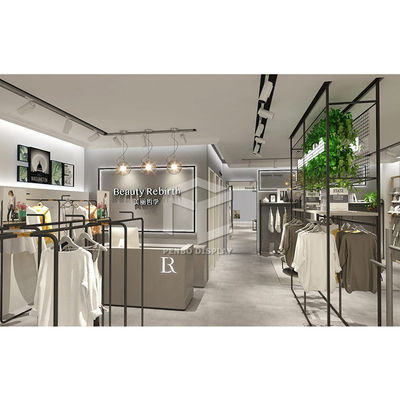 16mm MDF Clothing Shop Display Furniture Black Golden With 10mm Tempered Glass
