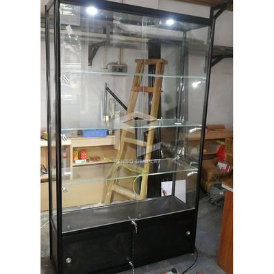 Aluminum Glass Display Showcase Brushed Store Display Cabinet