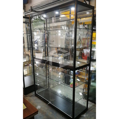OEM Lockable Aluminum Frame Glass Display Showcase Cabinet With T5 LED Lights