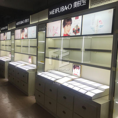 T4 LED Lighting Cosmetic Store Display Cabinet 5mm Thick MDF