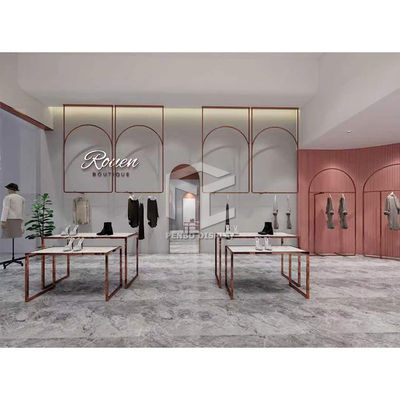 Customized Gold Color Clothing Shop Fitting Garment Booth Display